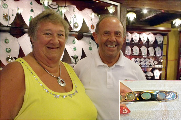 Carole & David from the UK created this sterling silver bangle with Opals bought on their trip to Australia