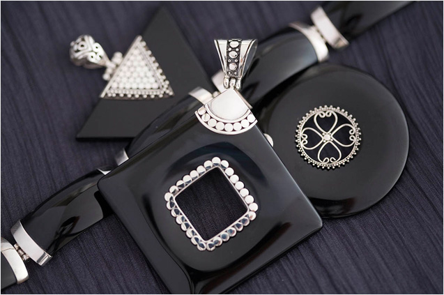 Onyx & Silver Pendants & Bracelet