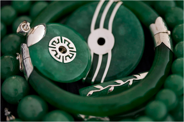 Green Jade & Silver Pendants & Bracelets