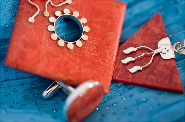 Red Coral & Silver Pendants & Cuff Links