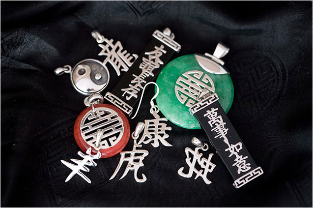 Sterling Silver & Stone Jewellery featuring Chinese Calligraphy & Symbols
