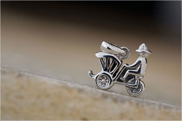 'Cyclo & Driver' Charm in Sterling Silver